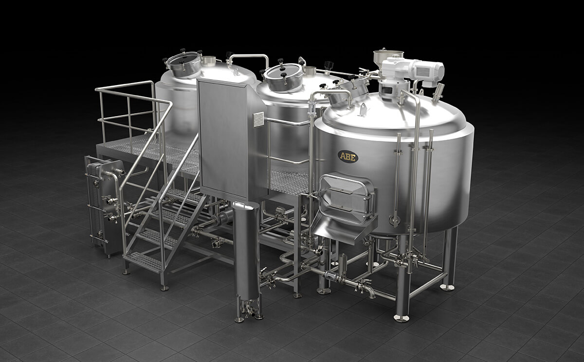 ABE 3 Vessel Craft Beer Brewhouse - Right Side View