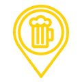 Line illustration of a marker pin with a beer on it